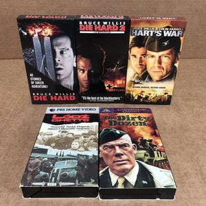 Vintage VHS Tapes 5 Action Movies, Slim Case, Bruce Willis Films Die Hard (1&2)
